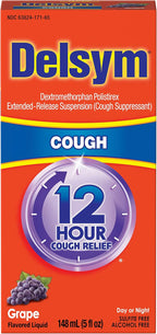 Delsym Cough Suppressant Liquid Grape Flavored, Orange, 5 Fl Oz (Pack of 1)