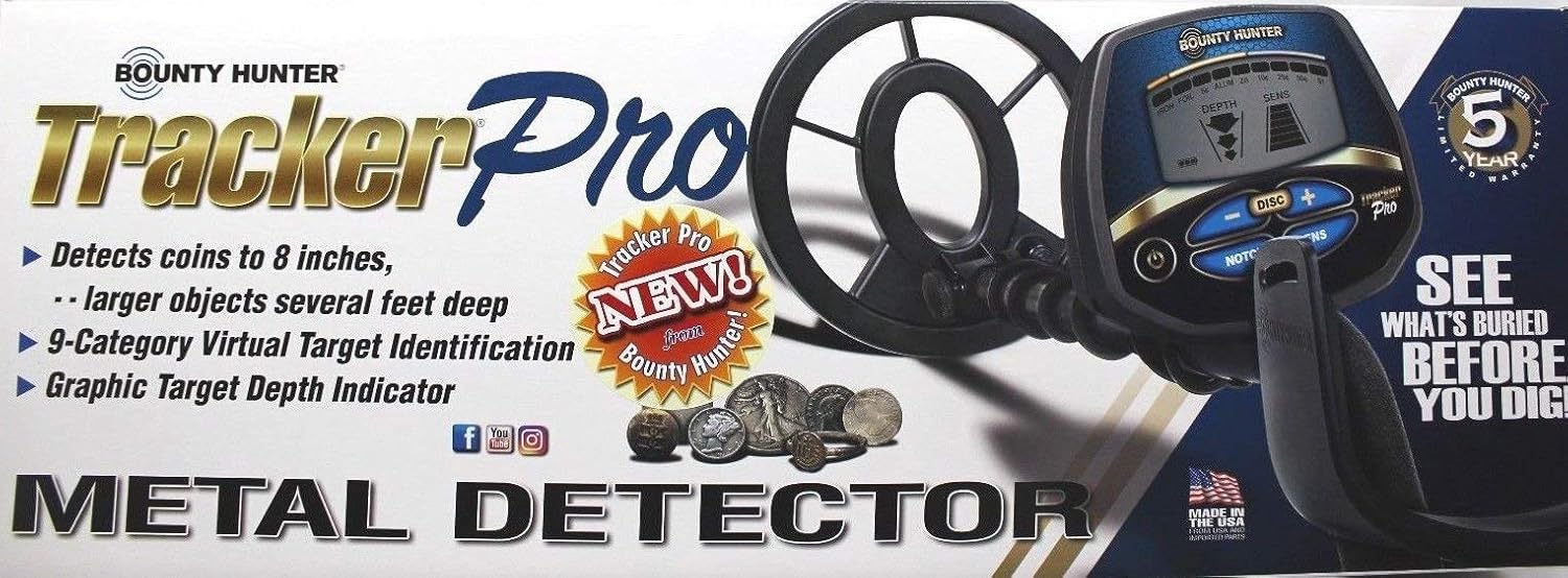 Bounty Hunter Tracker PRO Adjustable Metal Detector w/LCD Target ID
