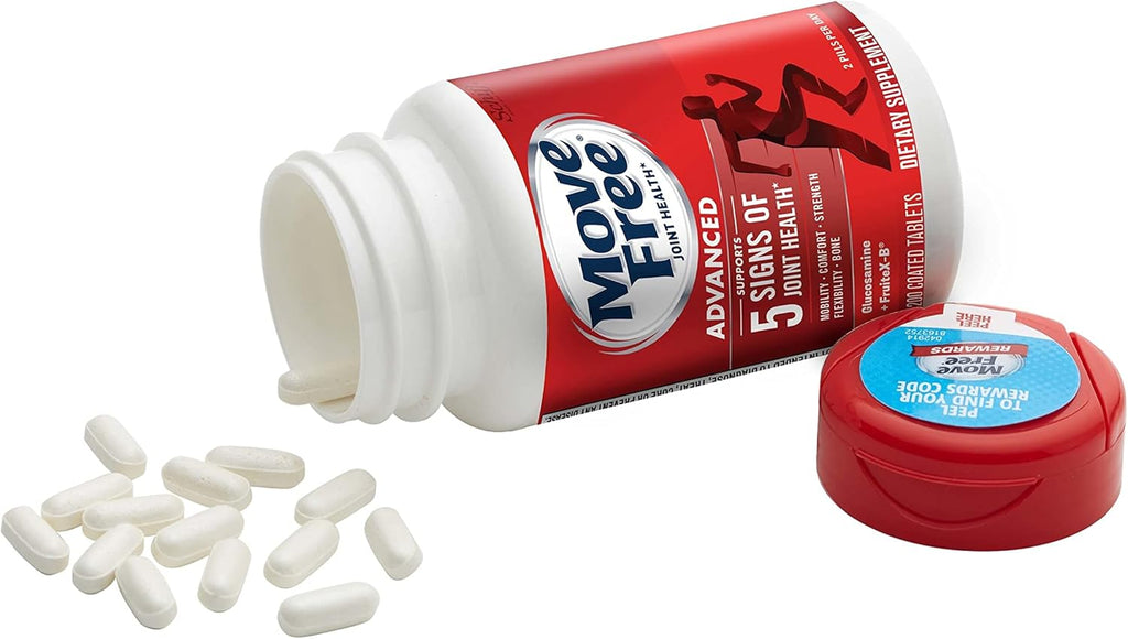 Move Free Advanced Glucosamine Chondroitin + Calcium Fructoborate Joint Support Supplement, Supports Mobility Comfort Strength Flexibility & Bone - 200 Tablets (100 servings)*