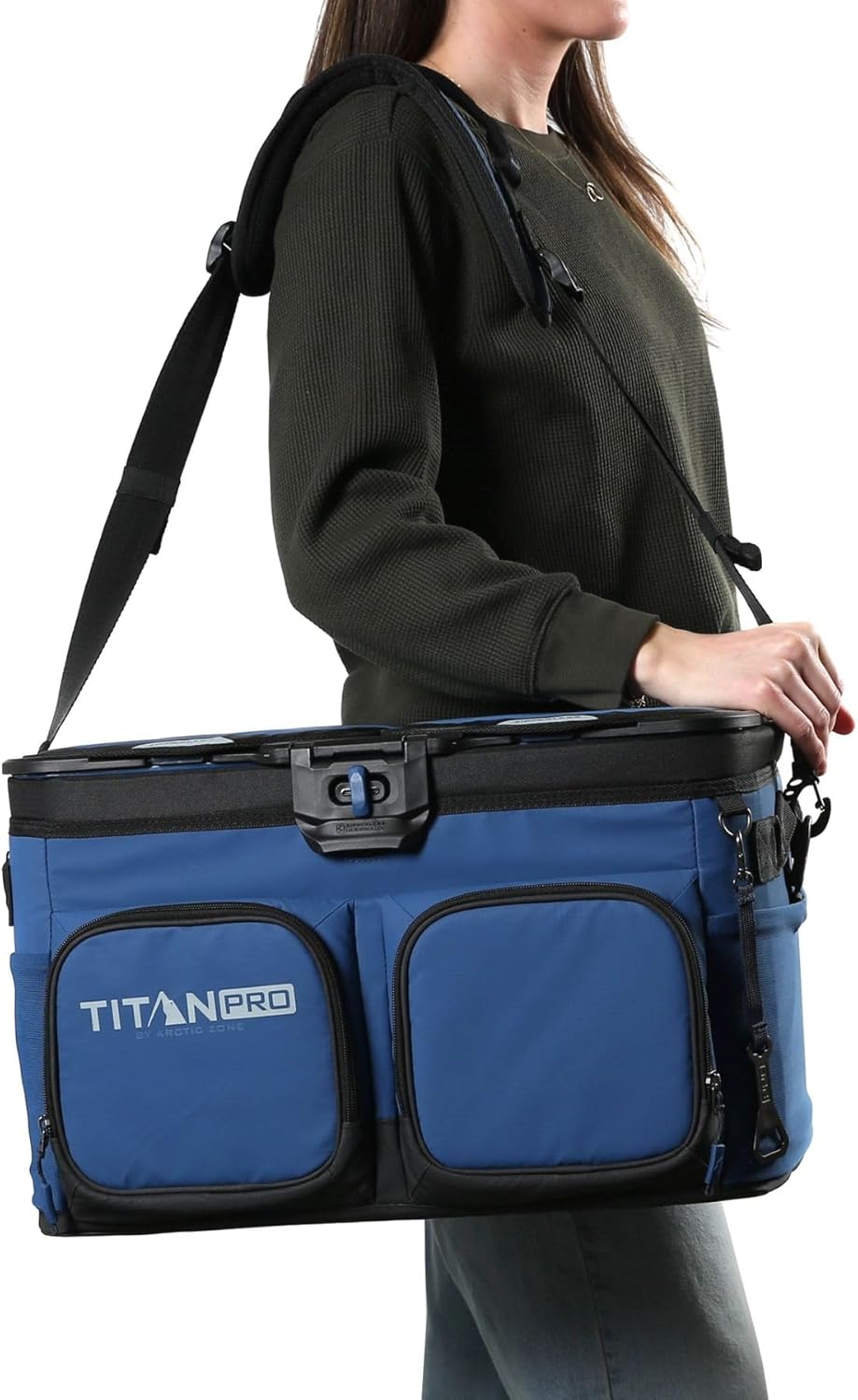Titan PRO by Arctic Zone 48 Can Triple Zipperles Cooler (Blue)