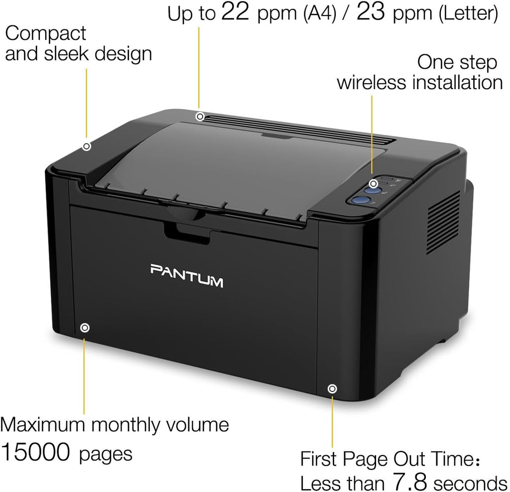 PANTUM PantumP2502W Monochrome Laser Printer Home Office School Student Mobile Wireless Printing- Small