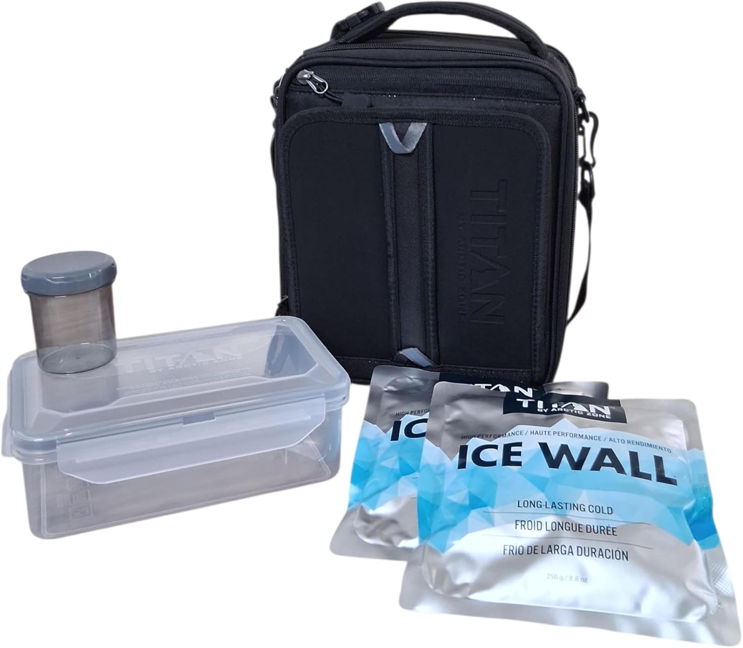 Titan by Arctic Zone Expandable Lunch Box – Insulated, Crush-Resistant Cooler with 2 Ice Walls & Leak-Proof Lining – Meal Prep Bag with Strap & Container for Work & Travel | Black (Black)