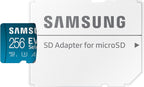 Samsung microSD card with adapter on a white background