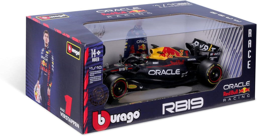 Bburago 1:18 Scale Formula Race Oracle Red Bull Racing RB19 (2023) Diecast Vehicle with Driver Helmet Verstappen #1