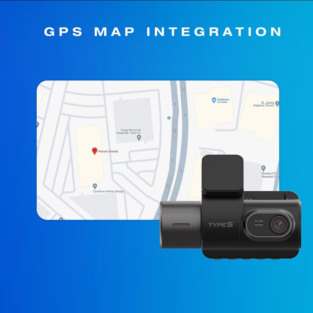 Type S T401 4K Dual View Dash Cam with AI Driver Assistance and in-Car Surveillance Camera, AI-Powered Lane, Car, Pedestrian Recognition