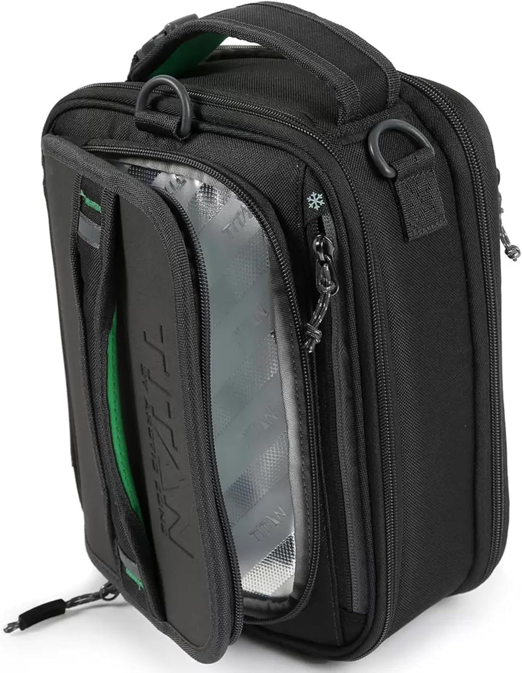 Generic Titan Deep Freeze Fridge Cold Expandable Lunch Pack - Smoke Gray/Green | Includes 2X 250g High Performance Ice Walls | Insulated Horizontal Design