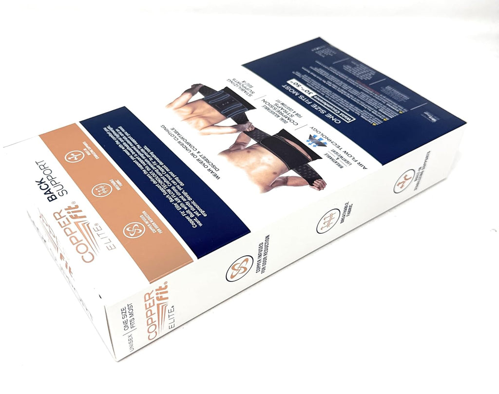 Copper Fit Elite Air Back Support Brace with Airflow Technology, Adjustable Compression Straps, Double Band, One Size Fits Most