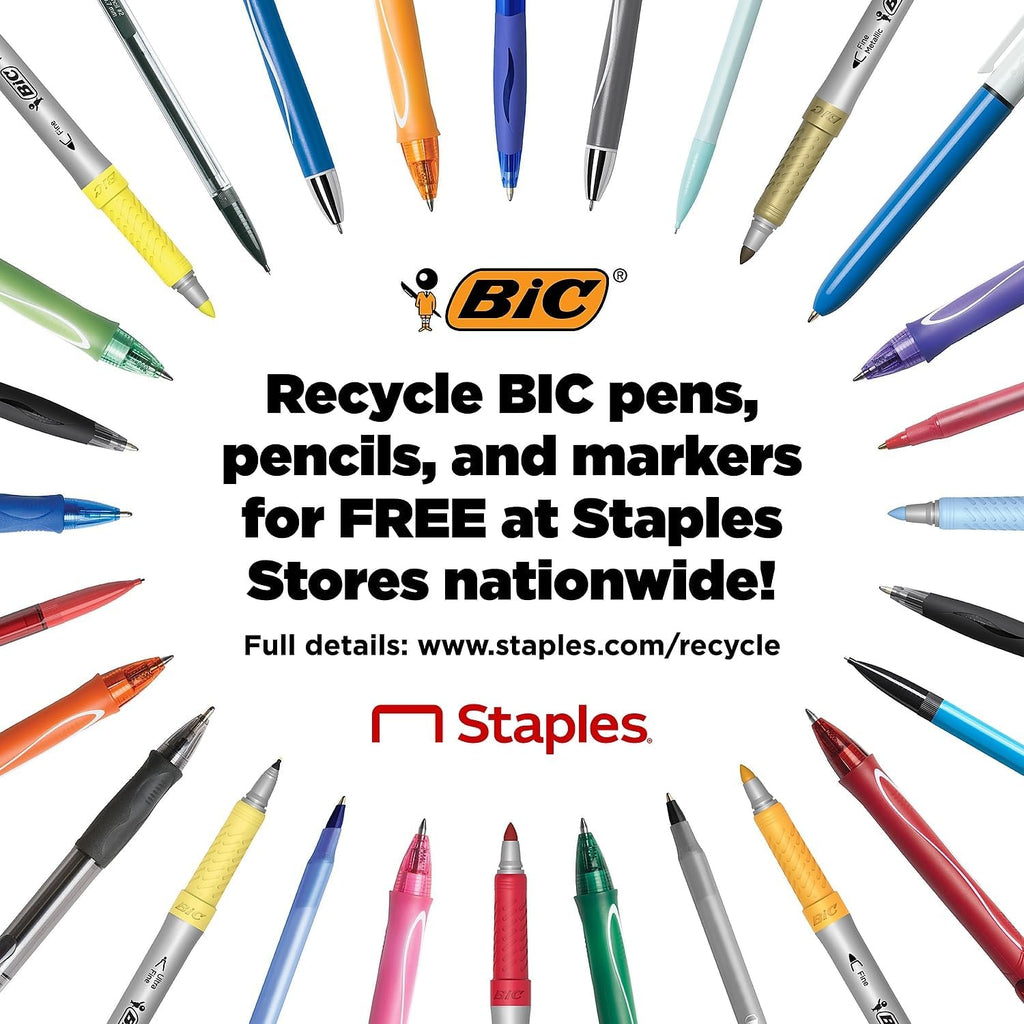 BIC GSM609BE Round Stic Ballpoint Pen,Med. Pt,Value Pk,60/BX,Frost/BE Ink