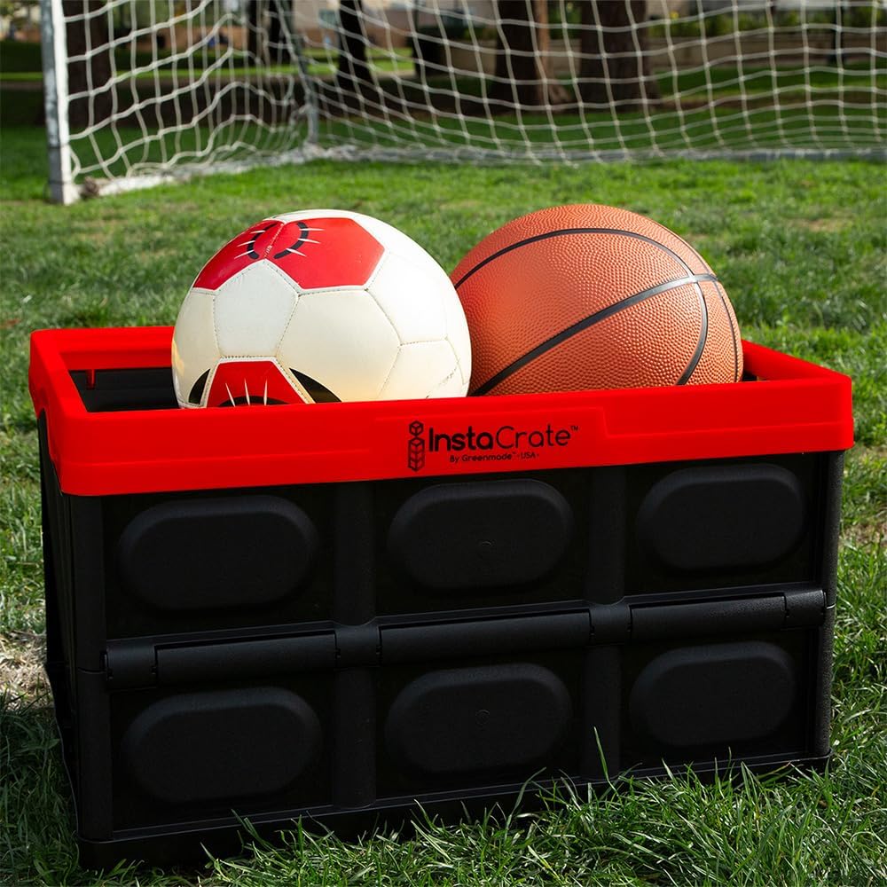 GREENMADE InstaCrate Collapsible Storage Container, 12 gal, Red/Black