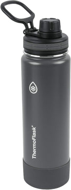 ThermoFlask Bottle with Spout Lid - Stainless Steel Water Bottles with Double-Wall Insulation & BPA-Free Spout Lids - Leak-Proof Reusable Bottles & Lids - 24 oz, Firecracker / Shadow (2 Pack)