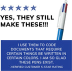 BIC 4-Color Original Retractable Ballpoint Pen with 1.0 mm Medium Point, 3-Count in Assorted Ink