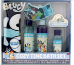 Bluey Cozy Time Set: Hair Towel, Bubble Bath, Rainbow Bath Bomb, Sponge, Body Wash
