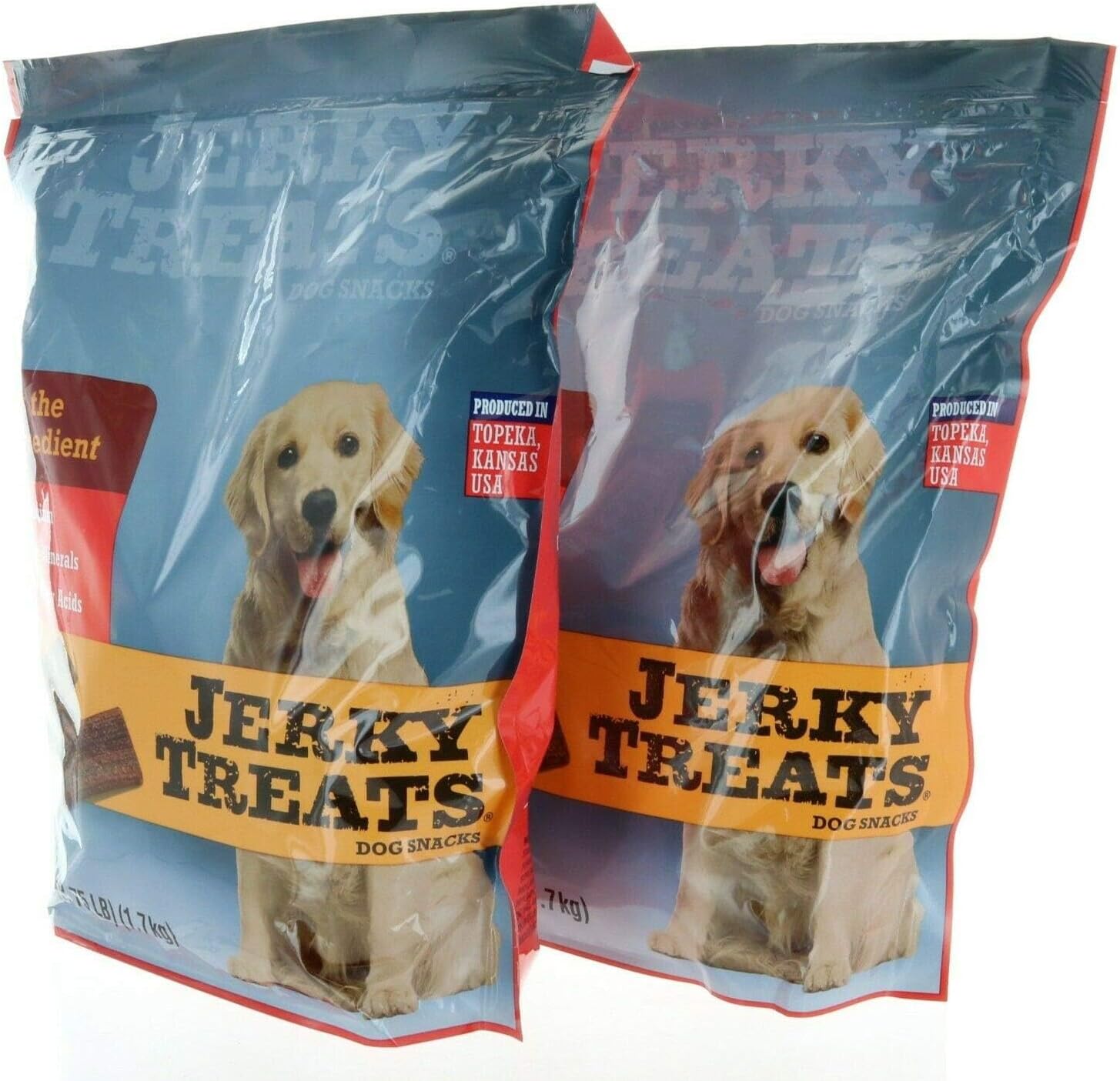 Jerky Treats Tender Strips Dog Snacks Beef 60 oz. 3.75 lbs - 2 Pack