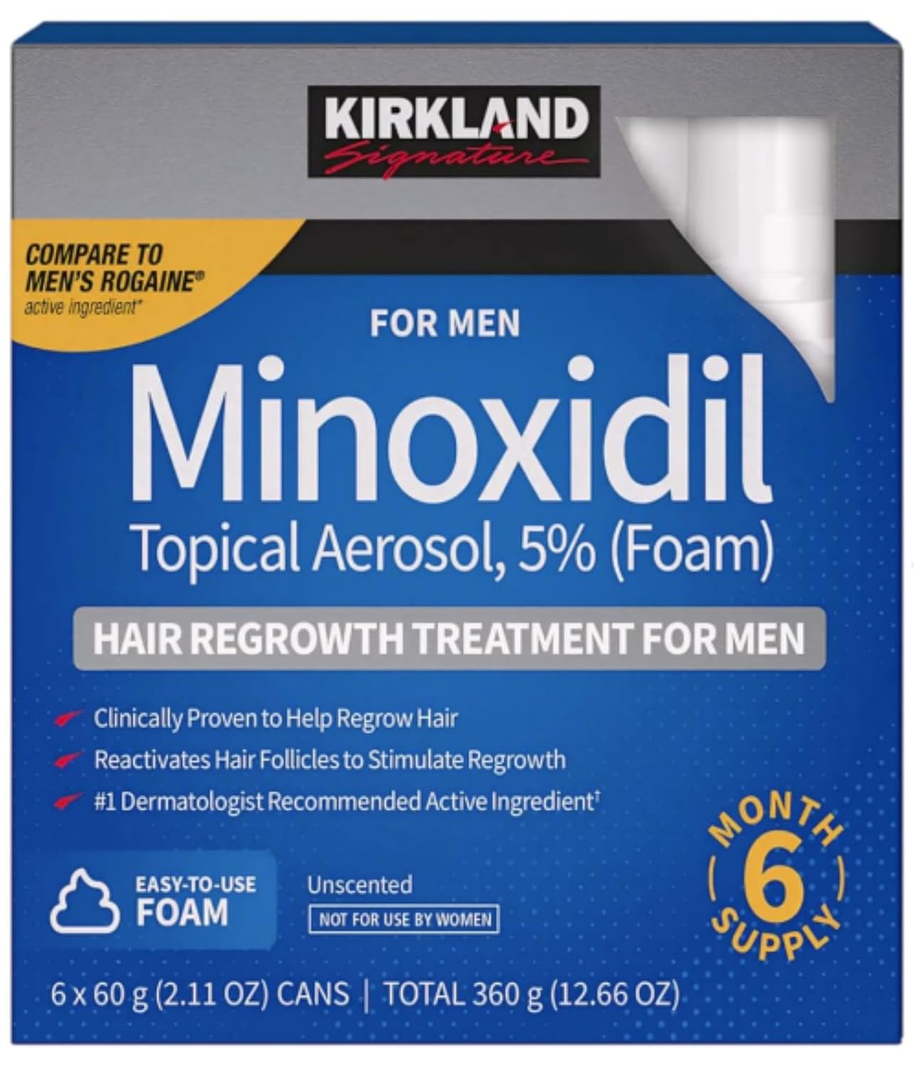 Kirkland Minoxidil Topical Aerosol 5% Foam packaging for men