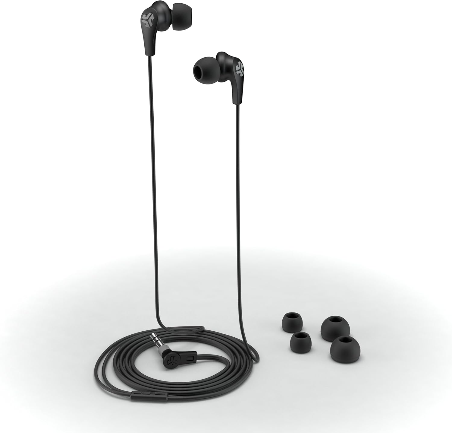 JLab Audio JBuds2 Premium in-Ear Earbuds with Guaranteed Fit | Wired Earbuds | Titanium 10mm Drivers Noise Reducing | Nickle-Plated 3.5mm Audio Jack | Black