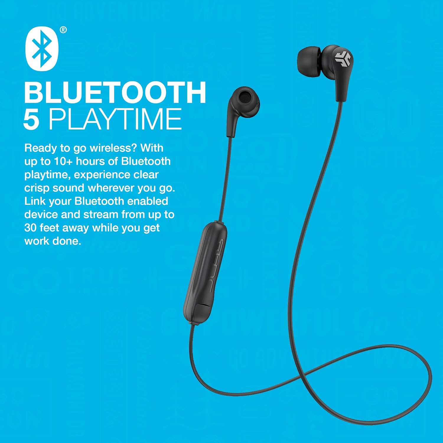 JLab JBuds Pro Bluetooth Wireless Signature Earbuds, Titanium 10mm Drivers, 10-Hour Battery Life, Music Controls, Noise Isolation, Bluetooth 4.1 Extra Gel Tips and Cush Fins, Graphite/Blue
