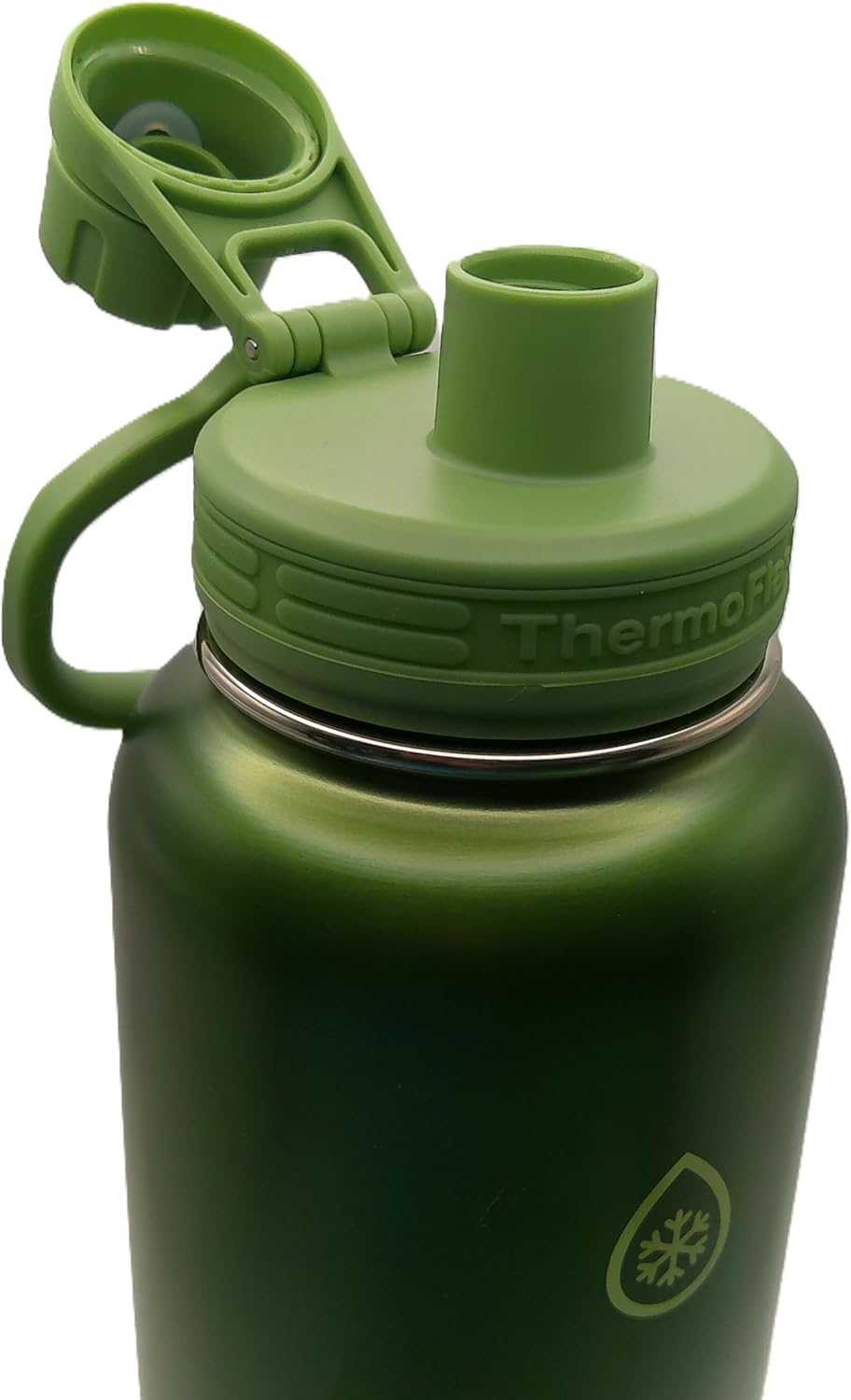 ThermoFlask 40 oz Bottle with Spout and Straw Lid - Stainless Steel, Double-Wall Insulation & BPA-Free - Leakproof, Resuable - Forest Green/Purple Sunset (2 Pack)