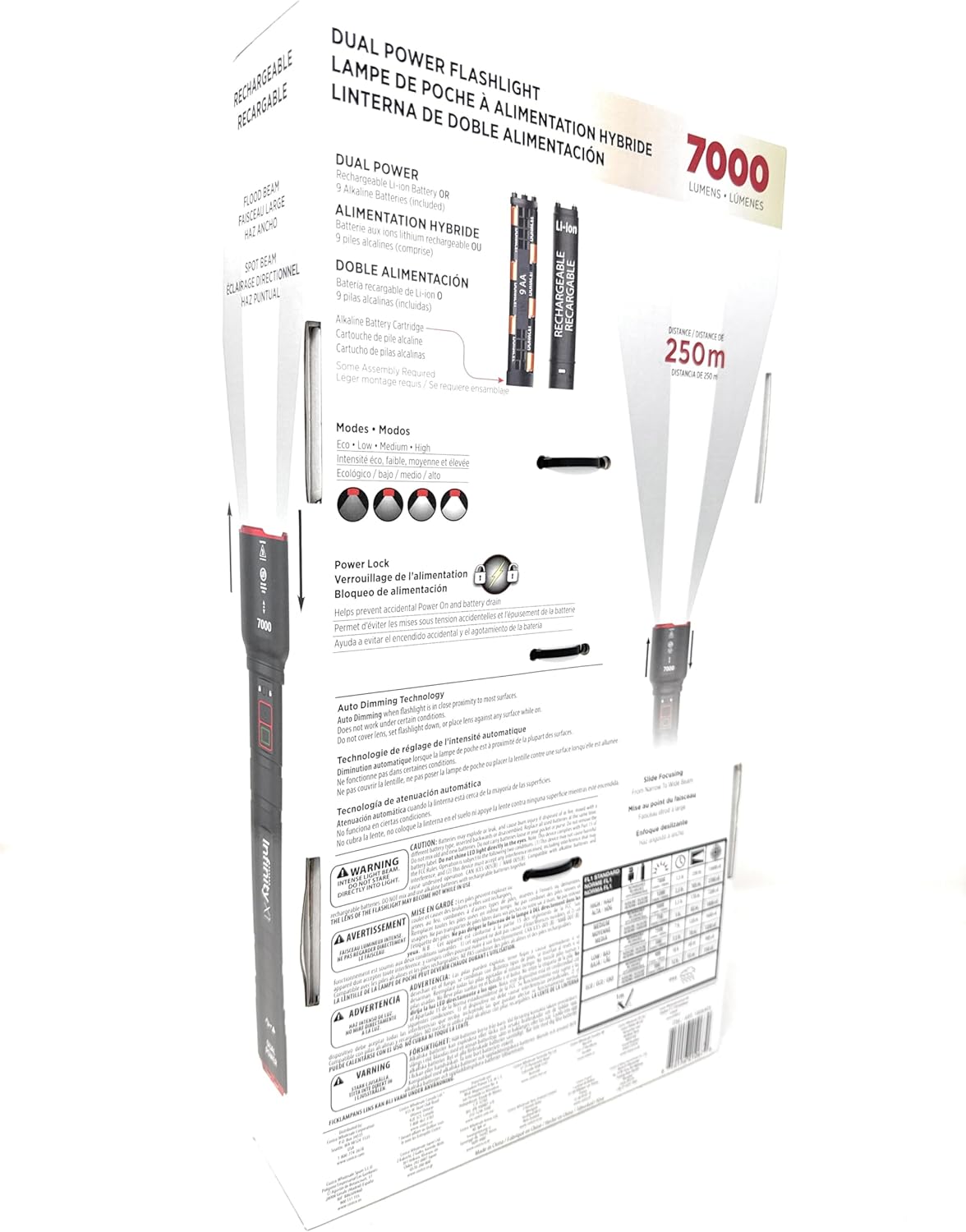 Infinity X1 7000L Dual Power Rechargeable Flashlight,7000 Lumen CREE LED with Adjustable Focus and Heat Lock