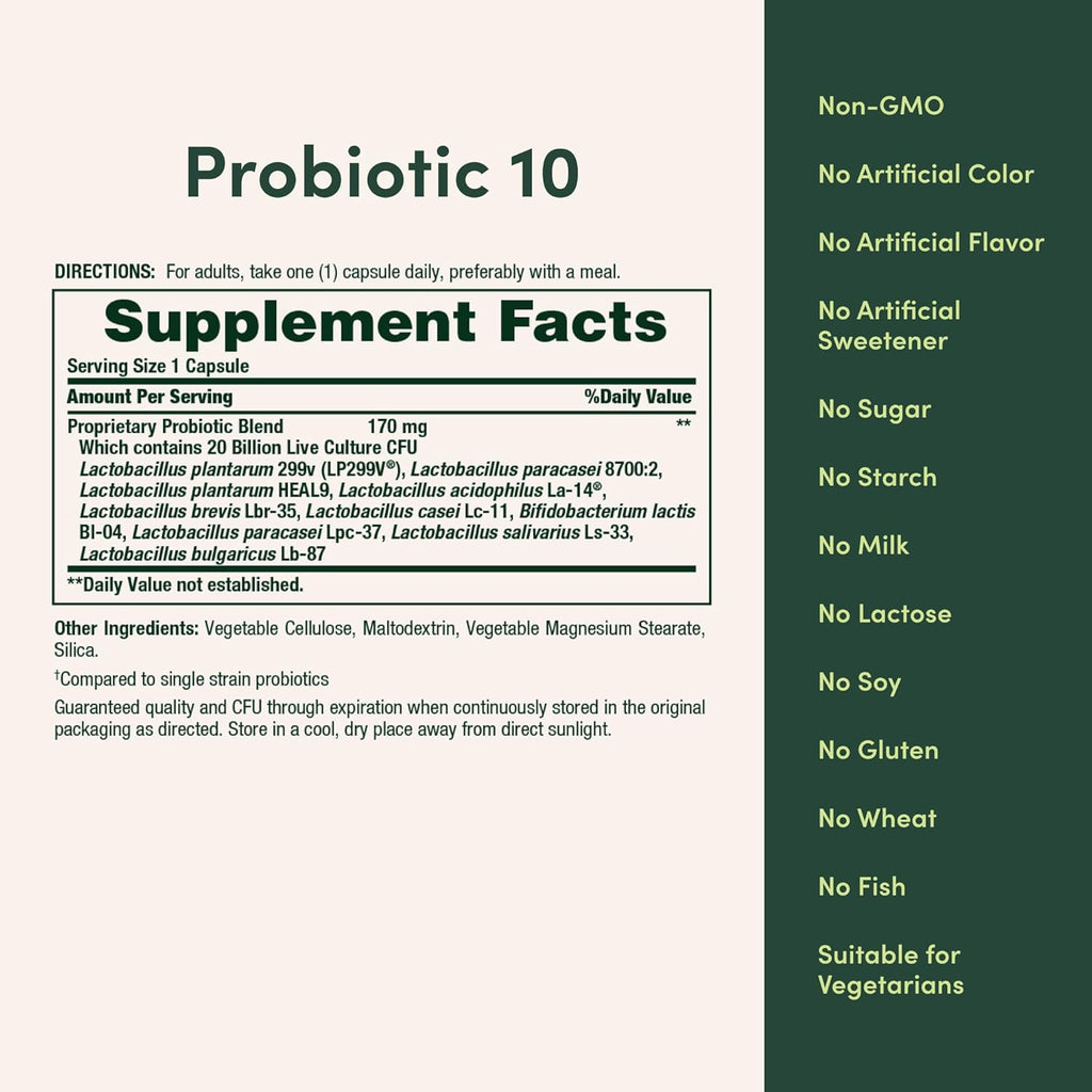 Nature's Bounty Probiotic 10 Daily Probiotic Supplement for Digestive, Immune, and Upper Respiratory Support, Ultra Strength, 30 Capsules 1 Pack