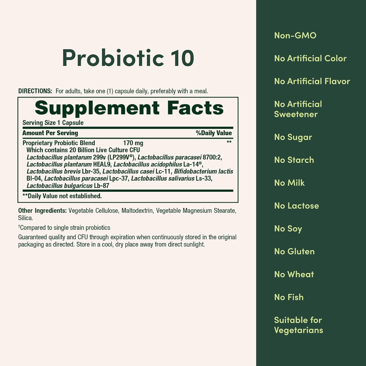 Nature's Bounty Probiotic 10 Daily Probiotic Supplement for Digestive, Immune, and Upper Respiratory Support, Ultra Strength, 30 Capsules 1 Pack