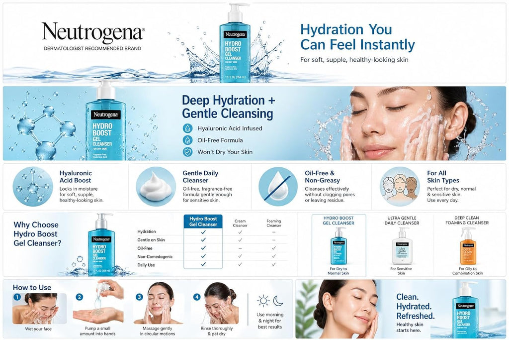 Neutrogena Hydro Boost Gel Cleanser, 12 oz, Pack of 2
