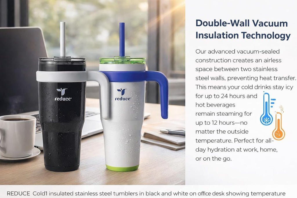 REDUCE 24 oz. Cold1 Tumbler, 2-Pack (Black & whitish)