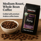 Kirkland Signature Organic Whole Bean Coffee from Peru- 2lb Whole Bean Medium Roast