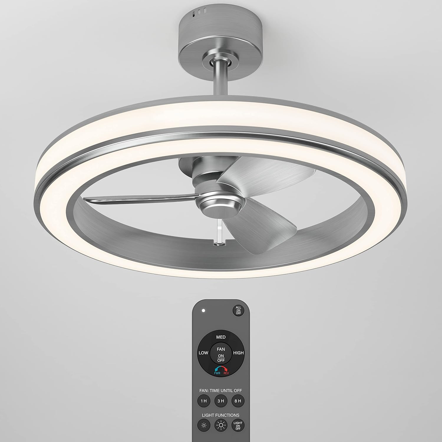 Artika Edwin 25"" LED Chandelier Ceiling Fan, Silver