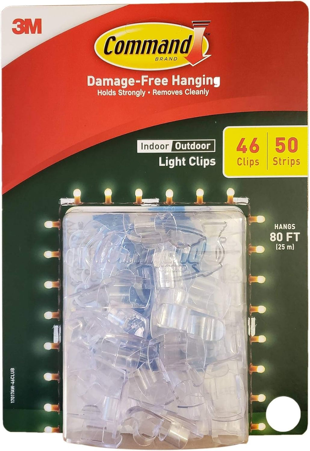 Command Indoor Outdoor Vinyl Light Clips with 46 Clips 50 Strips Hangs 80 ft