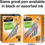 BIC GSM609BE Round Stic Ballpoint Pen,Med. Pt,Value Pk,60/BX,Frost/BE Ink
