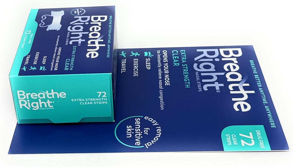 Breathe Right Nasal Strips, Extra Clear for Sensitive Skin, 72 Clear Strips