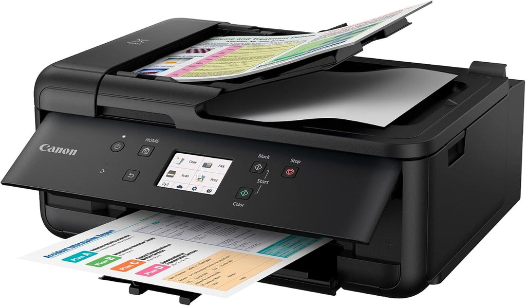 Canon PIXMA TR7520 All-In-One Wireless Home Photo Office All-In-One Printer with Scanner, Copier and Fax: Airprint and Google Cloud Compatible, Black, Works with Alexa