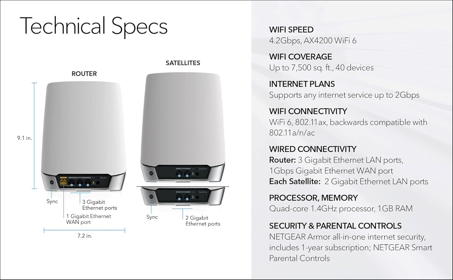 NETGEAR Orbi Whole Home Tri-Band Mesh WiFi 6 System (RBK753S) – with 1-Year NETGEAR Armor Internet Security – Router with 2 Satellite Extenders | Coverage up to 7,500 sq.ft, 40 Devices | 4.2Gbps