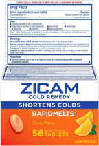 Zicam Zinc Cold Remedy RapidMelts,Citrus Flavor, Homeopathic, Cold Shortening Medicine, Shortens Cold Duration, 56 Count