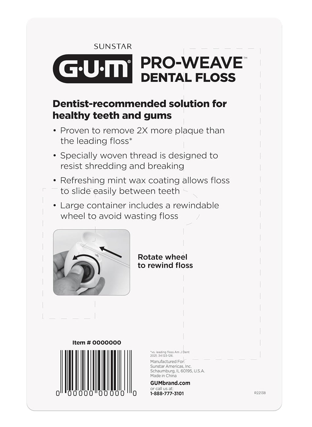 GUM Pro-Weave Woven Dental Floss, Shred Resistant Waxed Floss, Mint Flavored, 3 Count + 2 Travel Units