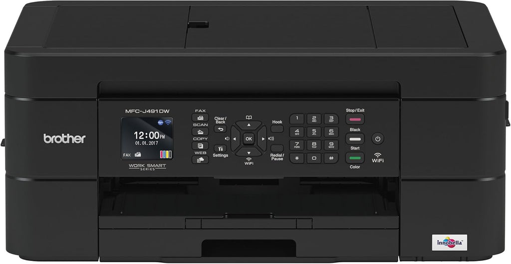 Brother Wireless All-in-One Inkjet Printer, MFC-J491DW, Multi-function Color Printer, Duplex Printing, Mobile Printing,Amazon Dash Replenishment Enabled, Black, 8.5 (MFCJ491DW)