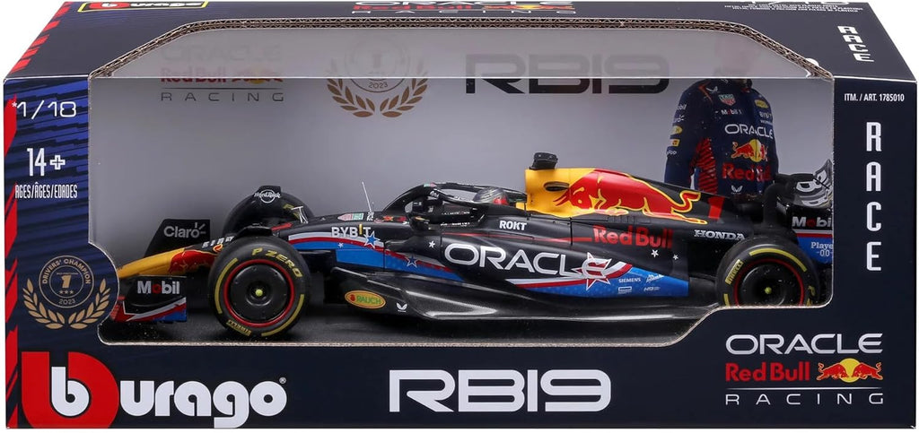 Bburago F1 Oracle Red Bull Racing RB19 | Max Verstappen #1 | Austin GP Race Winner (2023) 1:18 Collector's Model