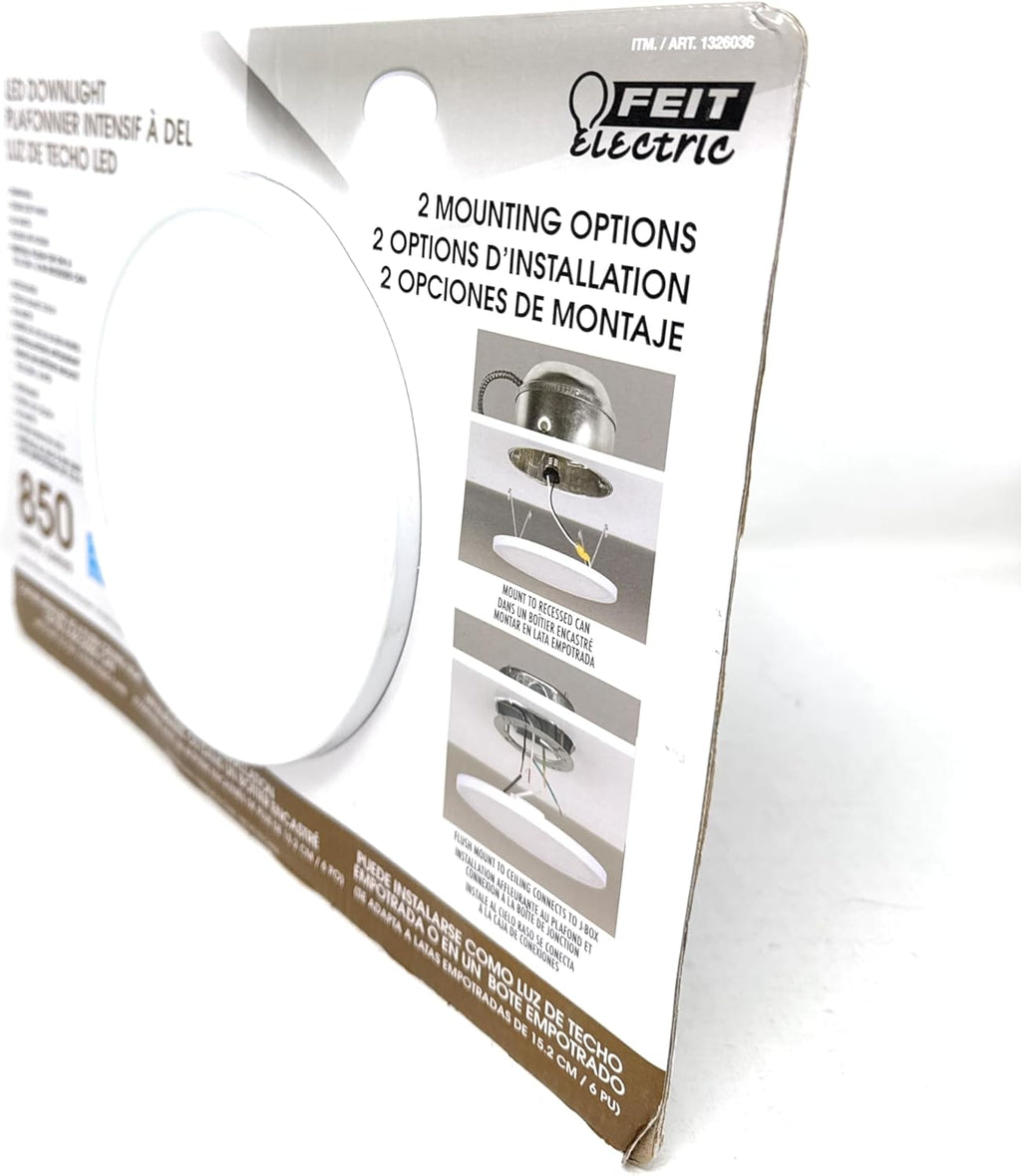 Feit Electric Round, 2 Mounting Options, for Home, Office, Commercial LED Downlight, 7.5", 2700K Soft White