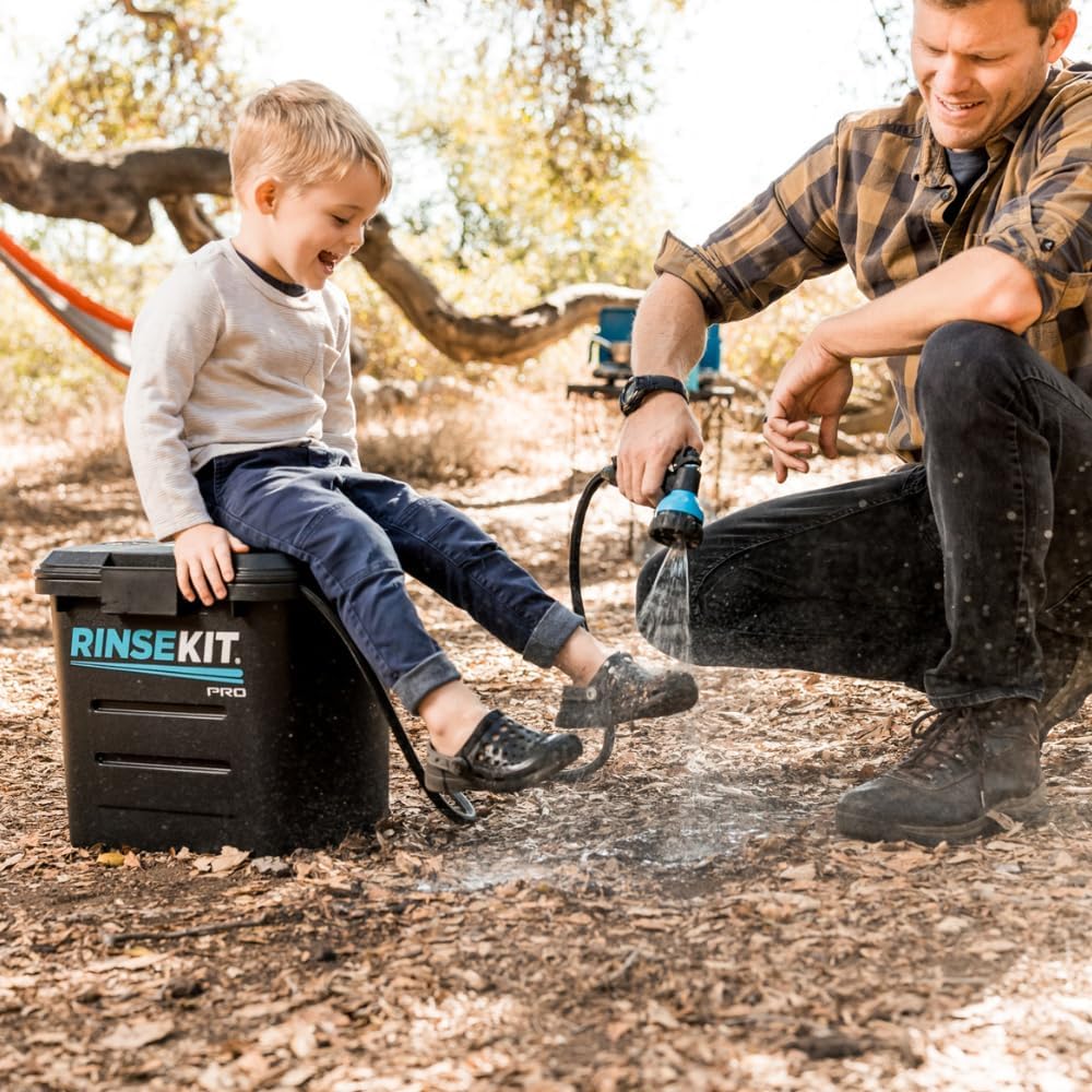 RinseKit PRO Portable Shower 3.5 Gal., High Pressure, Battery Powered, 6 Month Battery Life, Heating Options Available, Perfect for Camping, Beach, Van Life and More