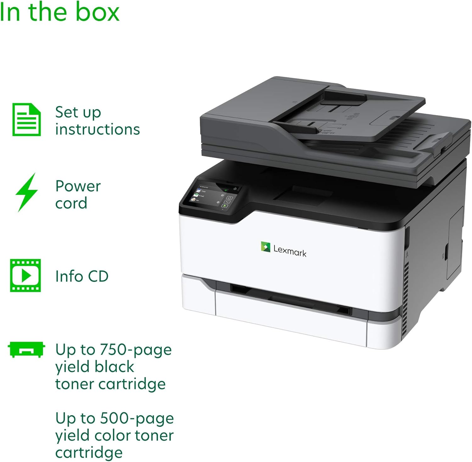 Lexmark MC3224adwe Color Multifunction Laser Printer with Print, Copy, Fax, Scan and Wireless Capabilities, Two-Sided Printing with Full-Spectrum Security and Prints Up to 24 ppm (40N9050)