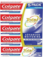 Colgate Total Advanced Whitening Toothpaste, 6.4 oz, 5-Pack | Vegan | Gluten Free | Responsibly Made | Sugar Free