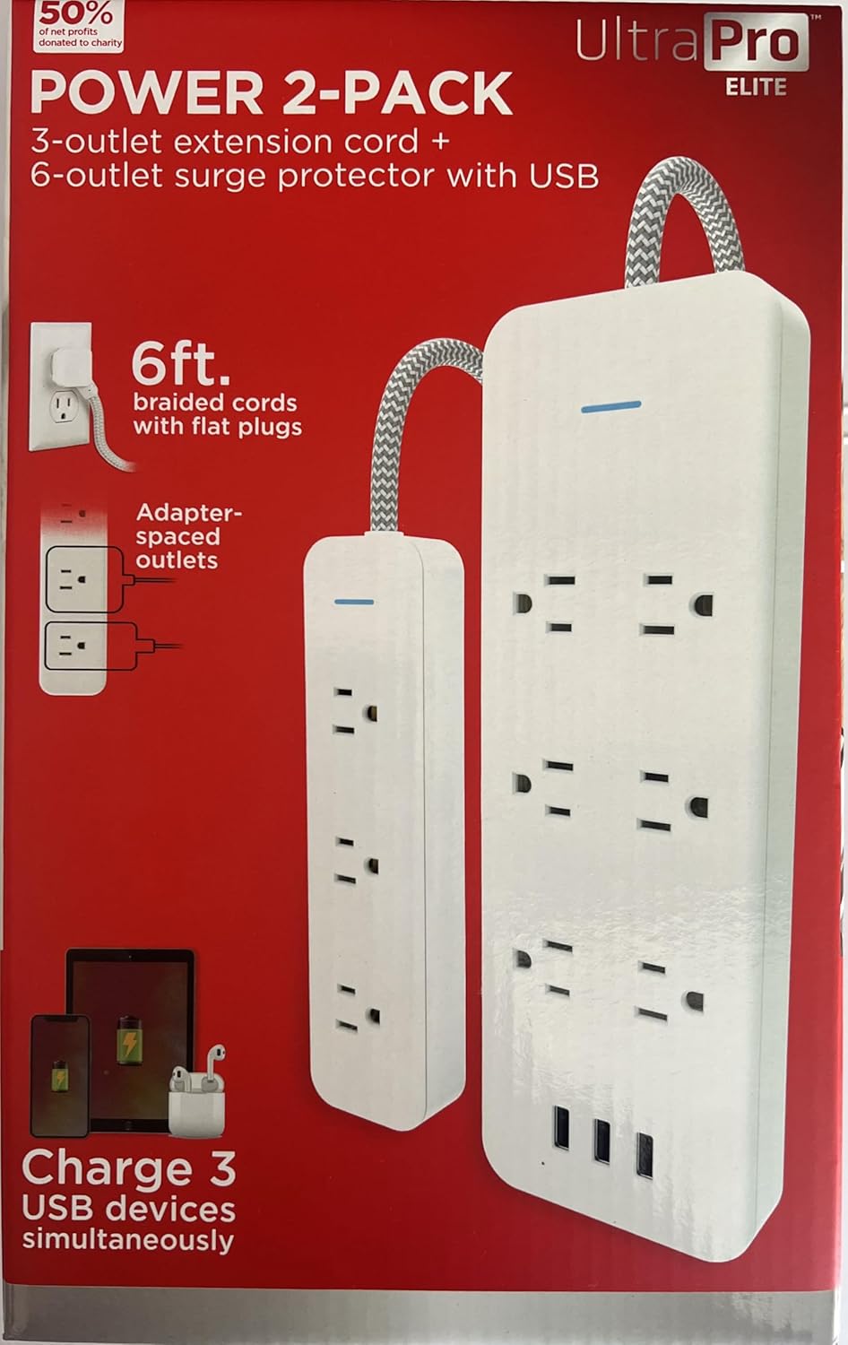 Elite Surge Protector 2-Pack with 3 USB Charge
