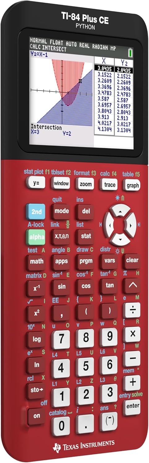 Texas Instruments TI-84 Plus CE Color Graphing Calculator, Radical Red Small