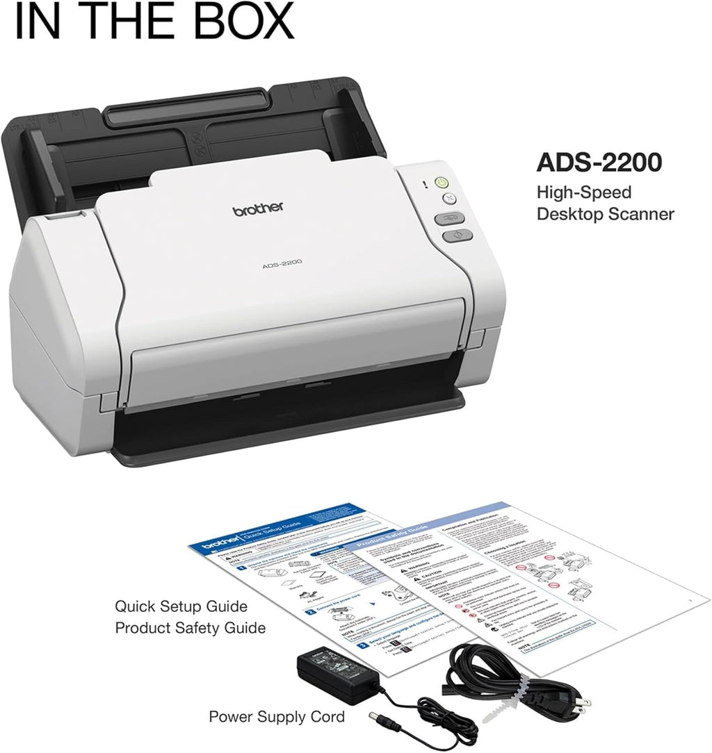Brother High-Speed Desktop Document Scanner, ADS-2200, Multiple Scan Destinations, Duplex Scanning