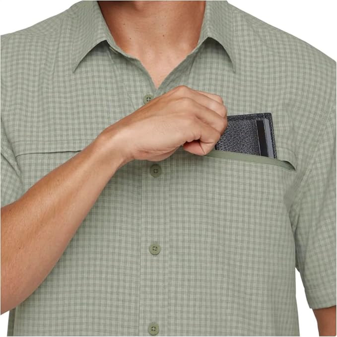 Orvis Men's UPF 30+ Quick Dry Moisture Wicking Button Up Short Sleeve Woven Tech Shirt with Pockets