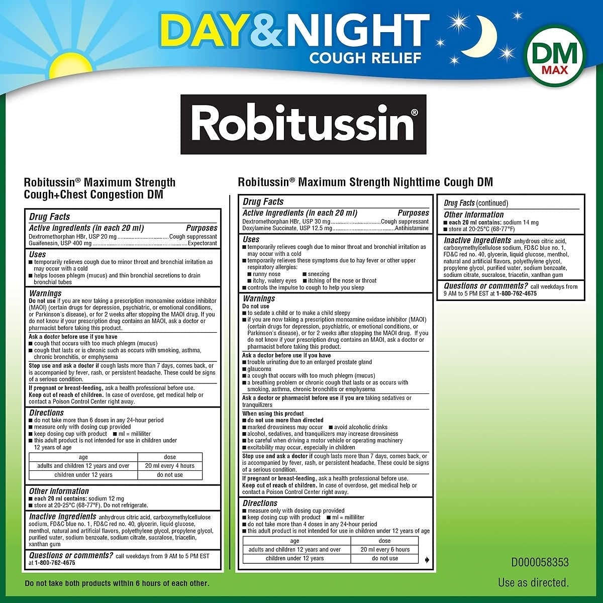 Robitussin DM Max Cough and Chest Congestion Day and Night,(3 Bottles) 20 oz.