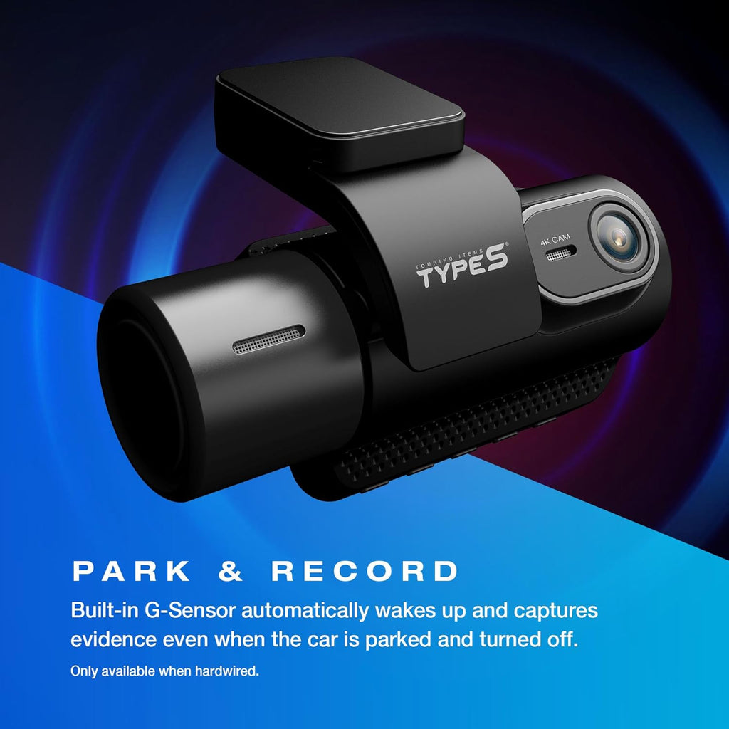 Type S T401 4K Dual View Dash Cam with AI Driver Assistance and in-Car Surveillance Camera, AI-Powered Lane, Car, Pedestrian Recognition