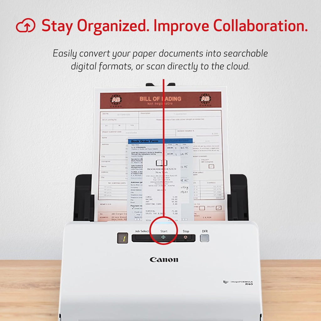 Canon imageFORMULA R40 - Office Document Scanner, Windows and Mac, Duplex Scanning, Easy Setup, Scans a Wide Variety of Documents, Scans to Cloud