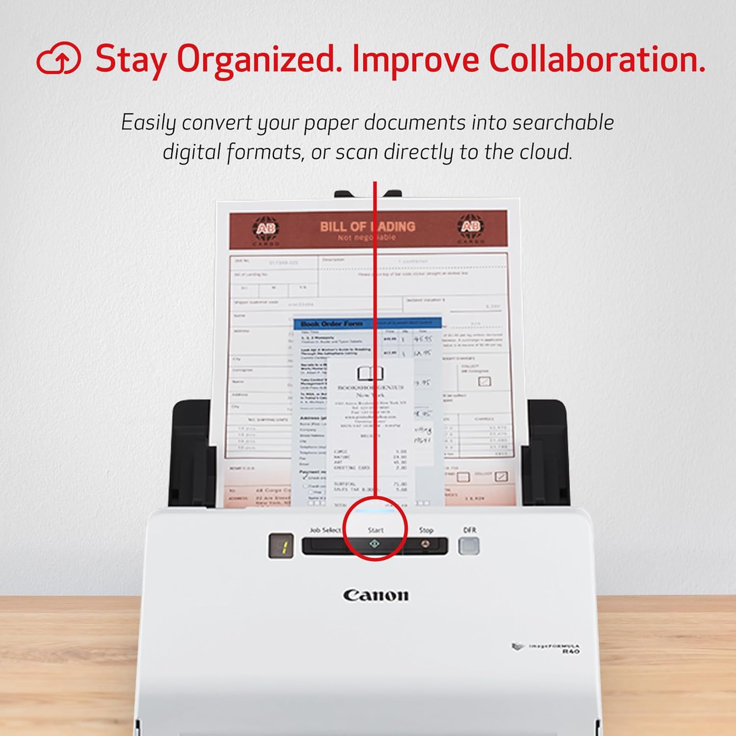 Canon imageFORMULA R40 - Office Document Scanner, Windows and Mac, Duplex Scanning, Easy Setup, Scans a Wide Variety of Documents, Scans to Cloud