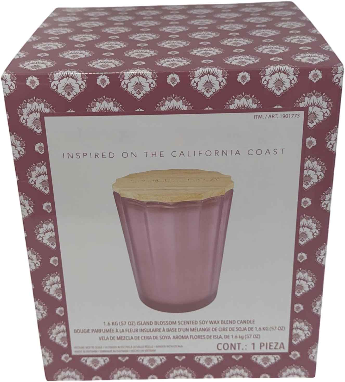 Sand+Fog Beach Walk Scented Soy Wax Blend Candle, 57 oz, with Wood Lid and 3 Cotton Wicks